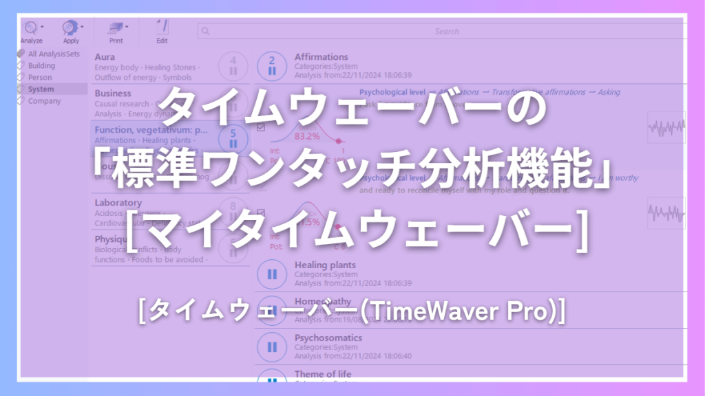 タイムウェーバー(TimeWaver)の「標準ワンタッチ分析機能」 [マイタイムウェーバー]