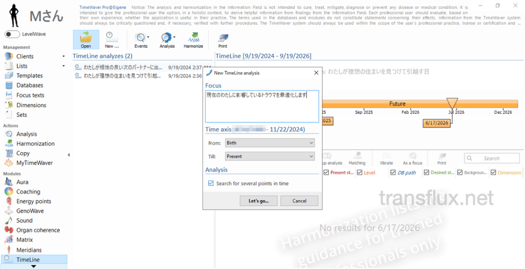 タイムウェーバー(TimeWaver)で未来・過去の特定と分析、波動調整[タイムライン]